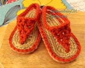 Buggs - Crochet Red Coral Baby Flip Flop Sandals - Customize Your Color