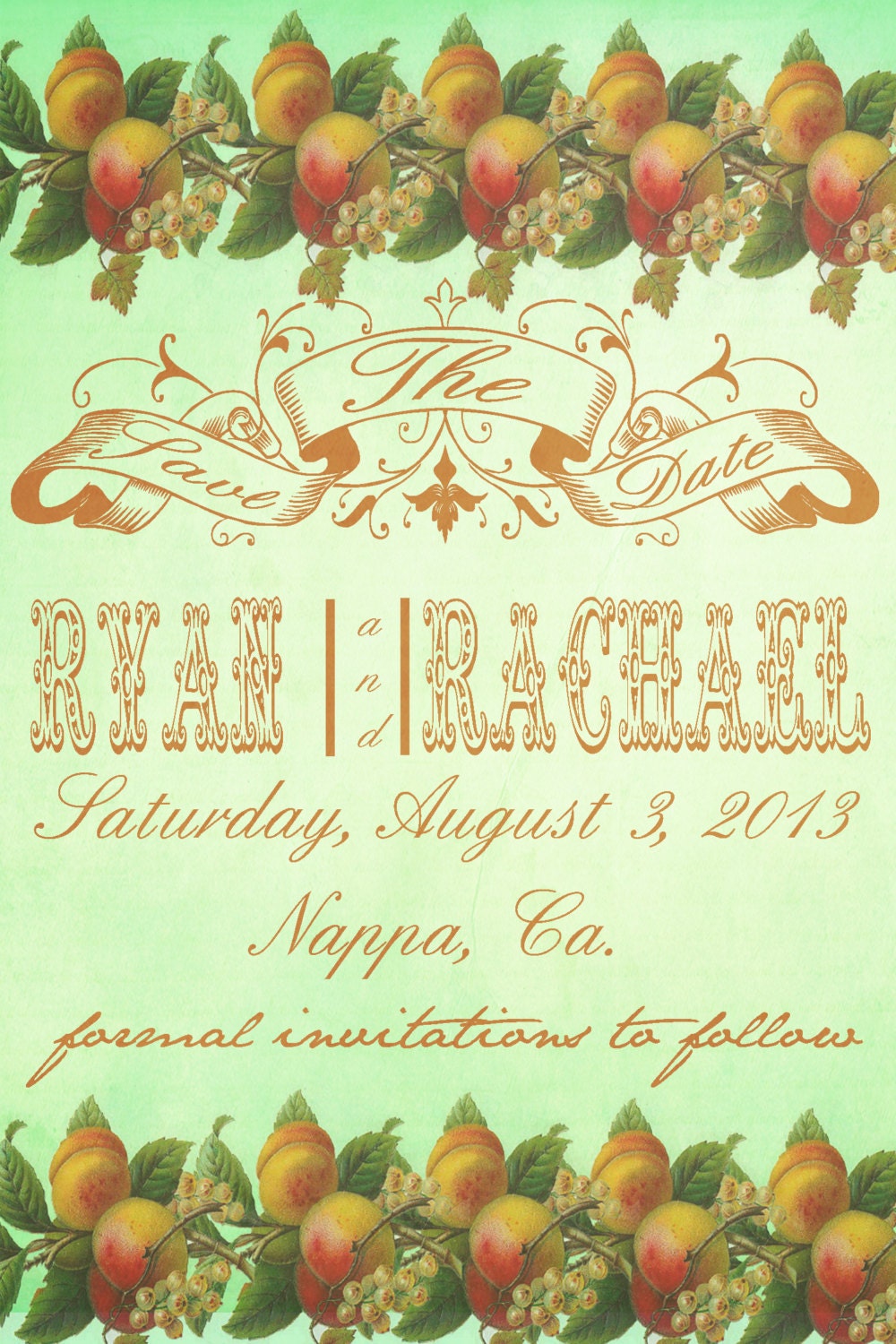 Vintage Peach Save the Date Printable Invitations Il_570xn
