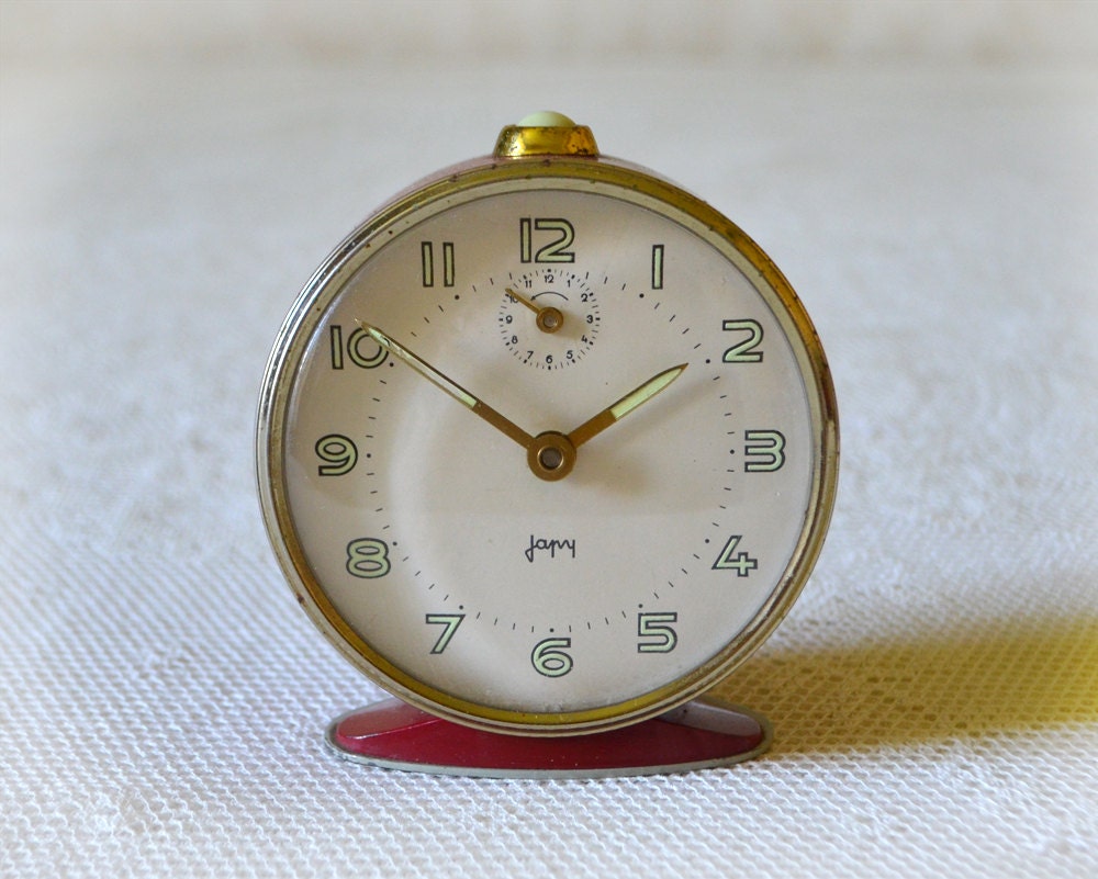Vintage French Alarm Clock French Japy Candy Apple Red