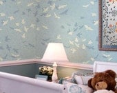 Allover Bird Stencil Flock of Birds Allover Wall Stencil for Easy DIY Wallpaper Decor