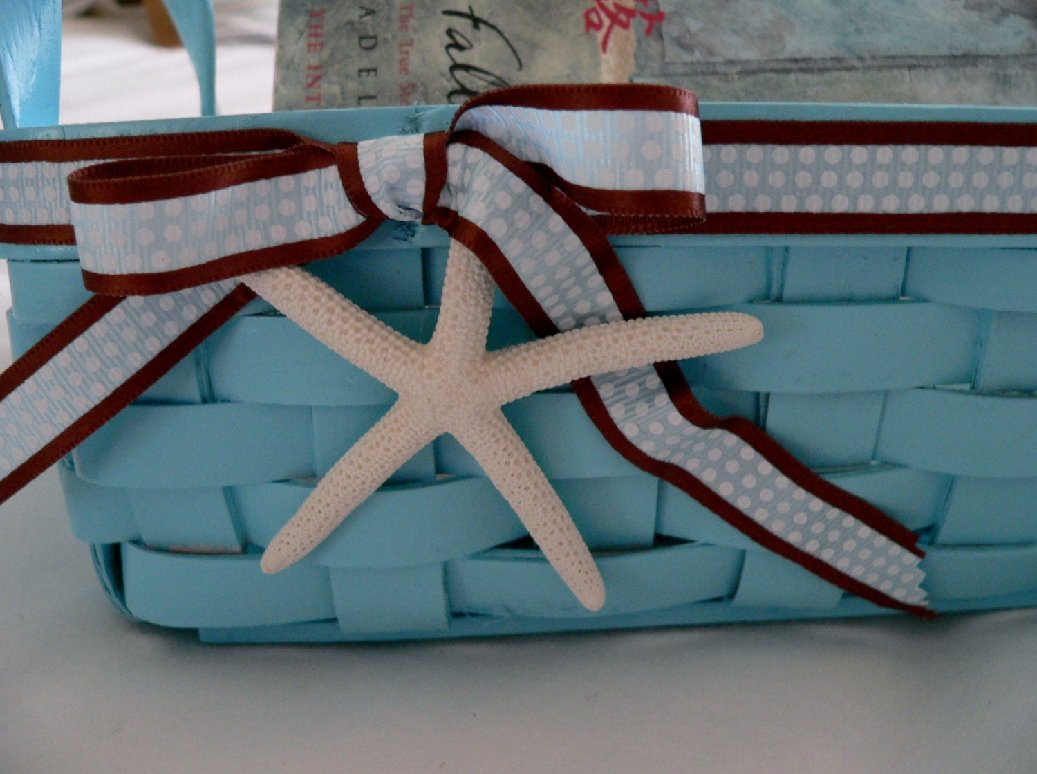 Beachy Blue Basket wtih Starfish