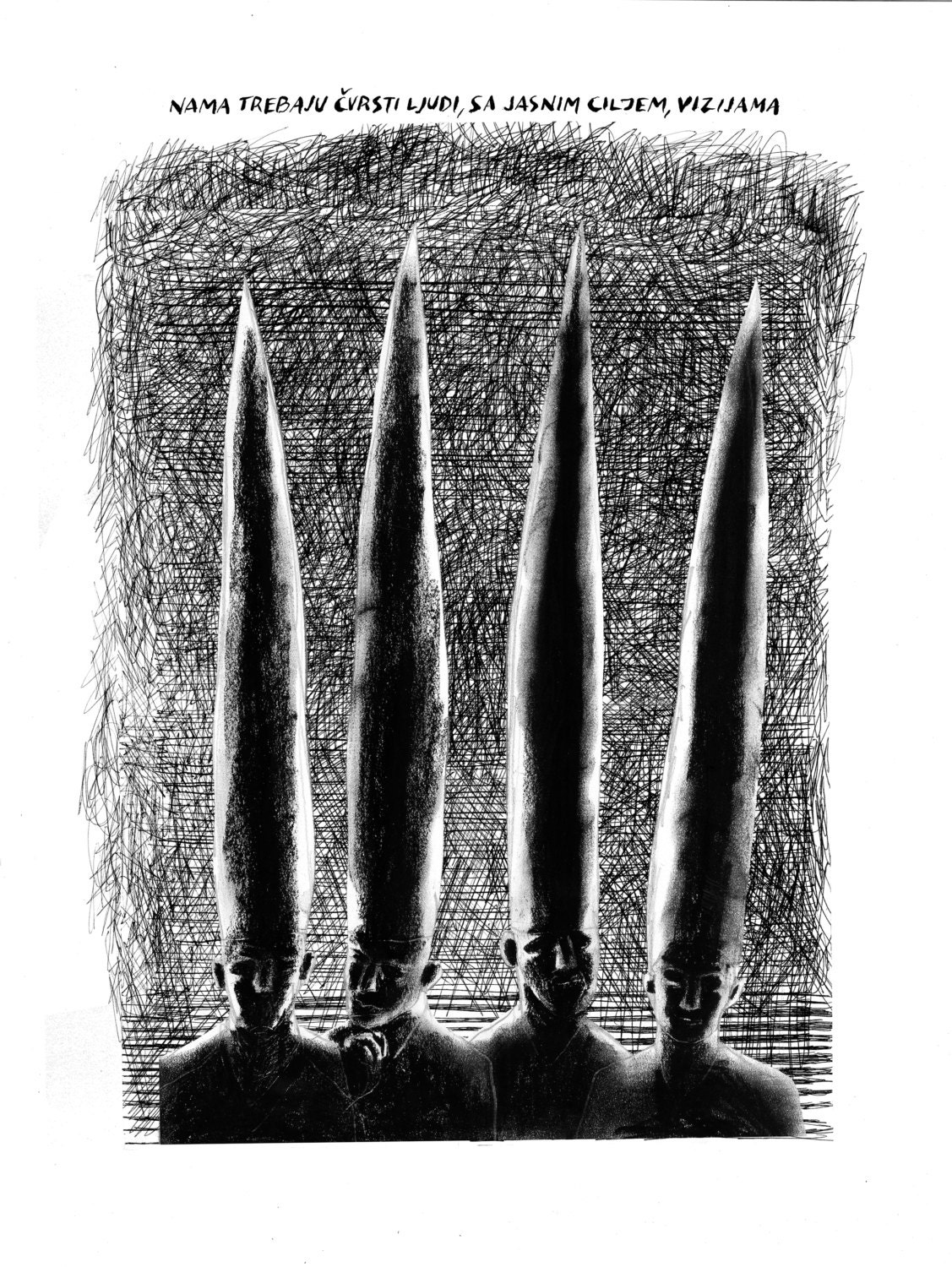 Drawing of hard thinkers