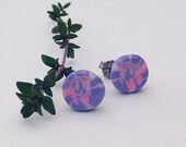 Pink and purple studs. Polymer clay titanium earrings. Valentine earrings