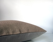 Modern throw pillow - caramel brown herringbone pillow with natural linen, organic cotton minimalist pillow
