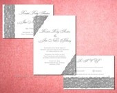 PRINTABLE GREY LACE Invitation Suite Custom Design Text Diy Wedding Anniversary Engagement Party Bridal Shower Template Pdf Modern Vintage