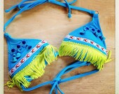 Single Fin Fringed Bikini Top: Size Small-Medium