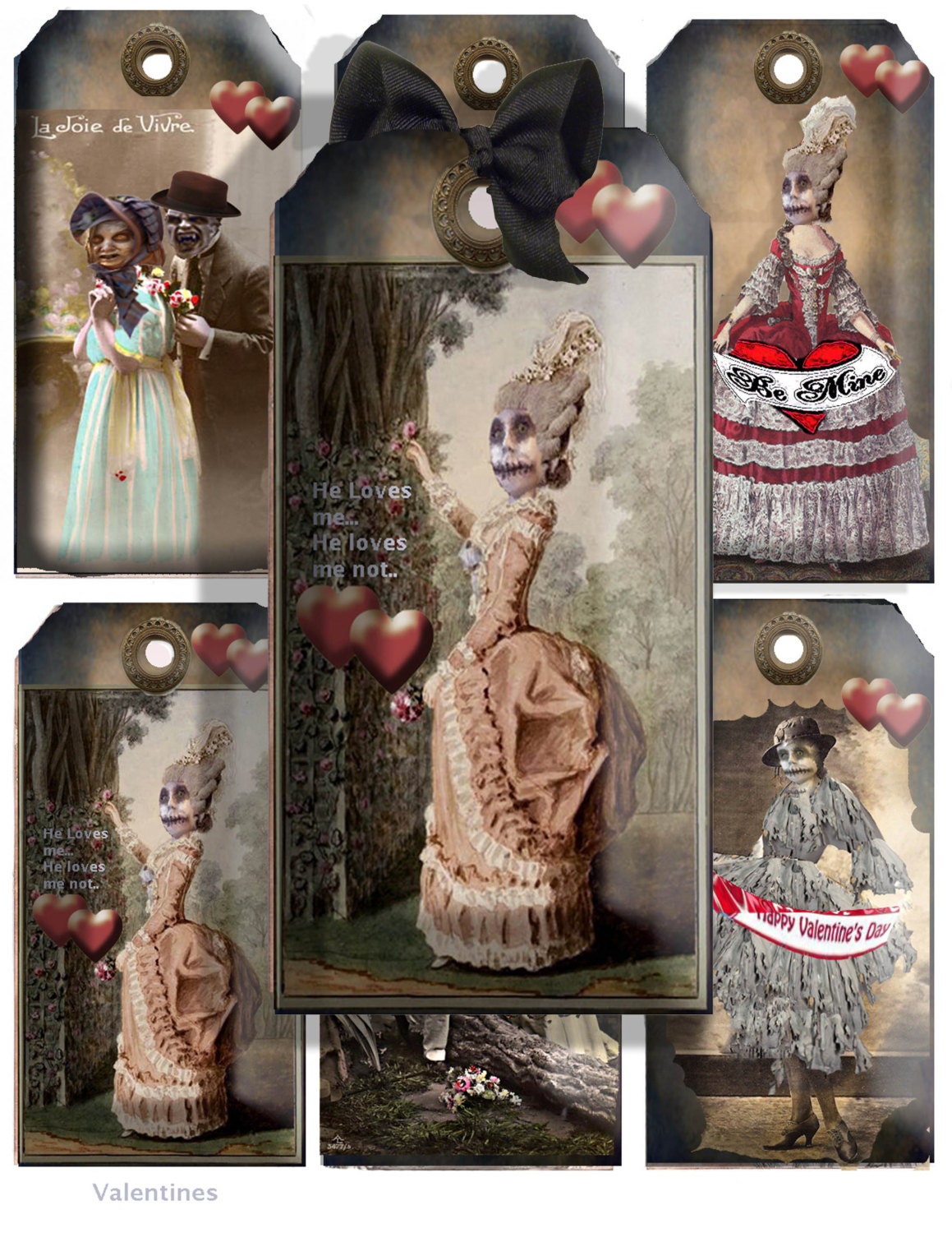 Vintage Tags gothic Zombie instant download