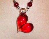 Lampworked Glass Heart Pendant on a Silver Chain Necklace - Hand Blown Glass Jewelry - Perfect Gift