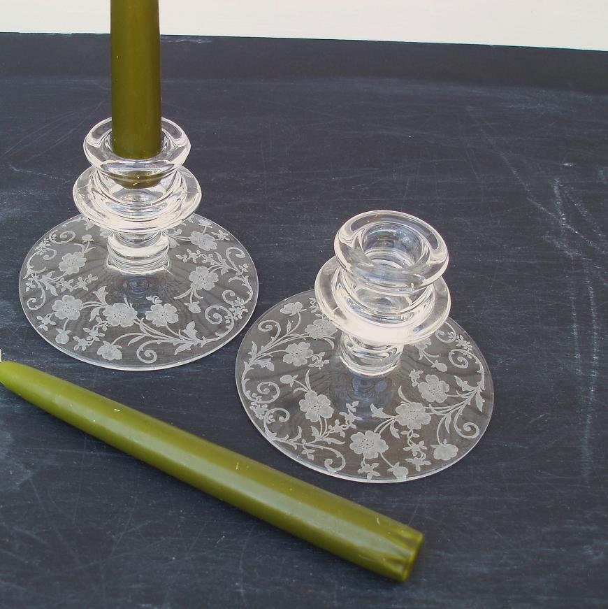 Fostoria Crystal Vintage Candle Holders Glass Candlesticks Crystal Tableware Buttercup