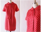 1960s red and white polka dot scooter dress