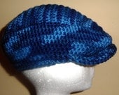 Midnight Blue - Unisex Newsboy Crochet Ivy Cap SMALL ready to ship
