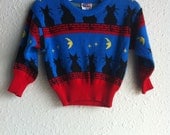 1980s Child 2T Kitty and Moon Sweater