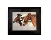 Vintage framed retro 1950s race horses print