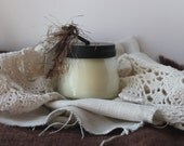 Bamboo and Teakwood Handpoured 12 oz Pure Soy Candle Jar with Black Metal Lid-Up On The Roof Farm Vermont