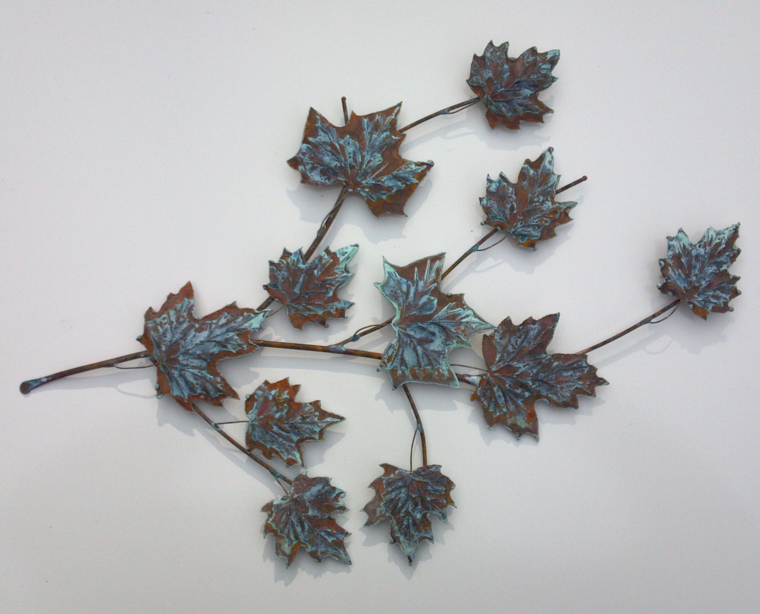 Copper Maple Branch 52:copper art,metal art,metal sculpture,home decor,patina,,wall art,wall decor,American made