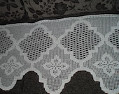 SALE Handmade crochet lace white linen curtain window valance