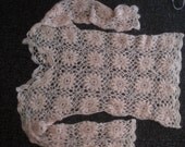 Crochet lace flower peach long sleeves sweater blouse