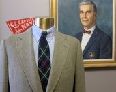Rare Burberry's For J.Press Green Tweed Two Button Suit 39R Hooked Vent