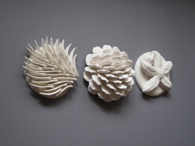 Bleached Coral Look Ceramic wall hanging, ocean art, beach art, summer art, coral sculpture, reef art - CoastalCeramics
