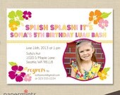 PRINTABLE Hawaiian Luau Party Invitation with Photo, birthdays, bridal shower, wedding shower, graduation