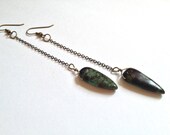 Medium Length Turquoise Magnesite Chain Earrings