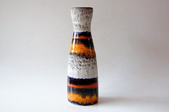 Vintage German Tall  Colorful Lava Vase - Scheurich 70s