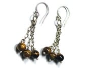 Tri Tiger's Eye Dangling Earrings