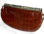 Snake Embossed Brown Leather Wallet-Clutch