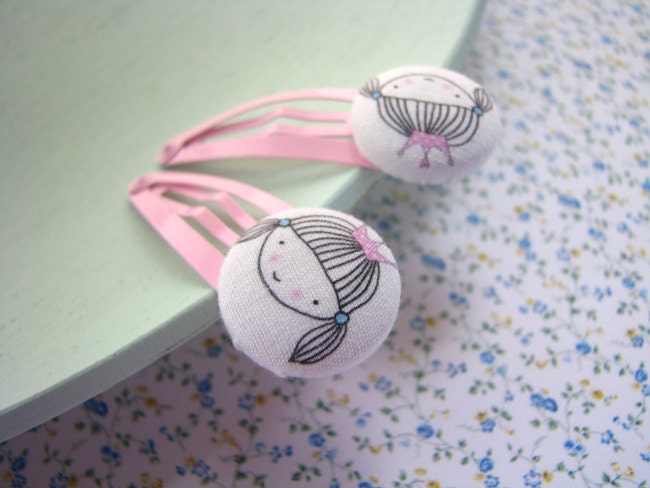 Girls pink hair clips, toddler hair barrettes, princess