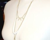 Milk and Honey Necklace Upcycled Re-purposed Necklace Multi Strand Milk Glass Pearl Rhinestone