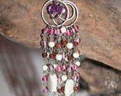 Fringe Dangles Up-cycled Re-purposed Jewelry Bone, Silver Purple Glass Beads