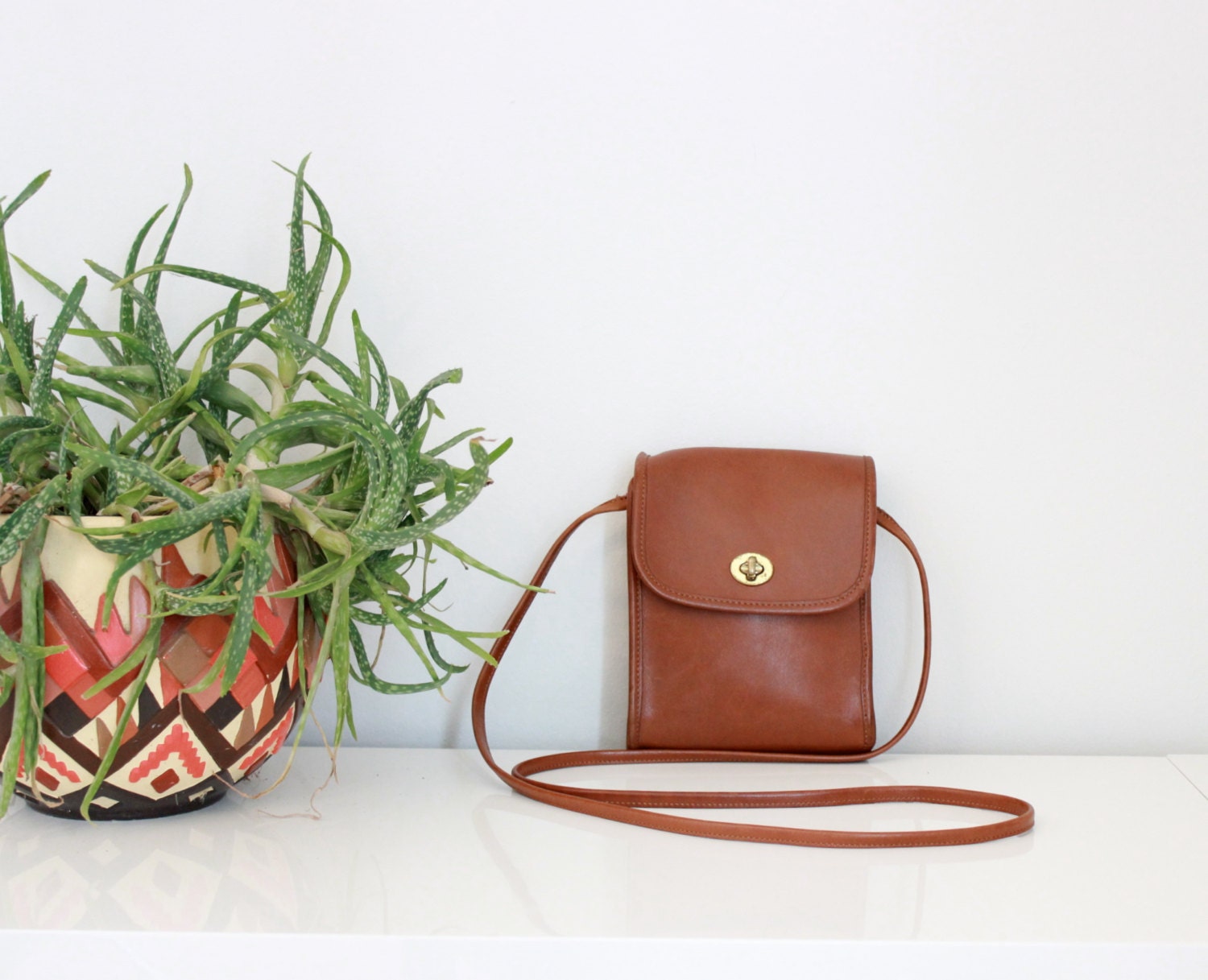 Mini Messenger Bag in British Tan  //  Crossbody Scooter Style Bag