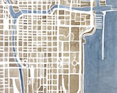Chicago 10x8 print Map Decor sepia and indigo blueprint