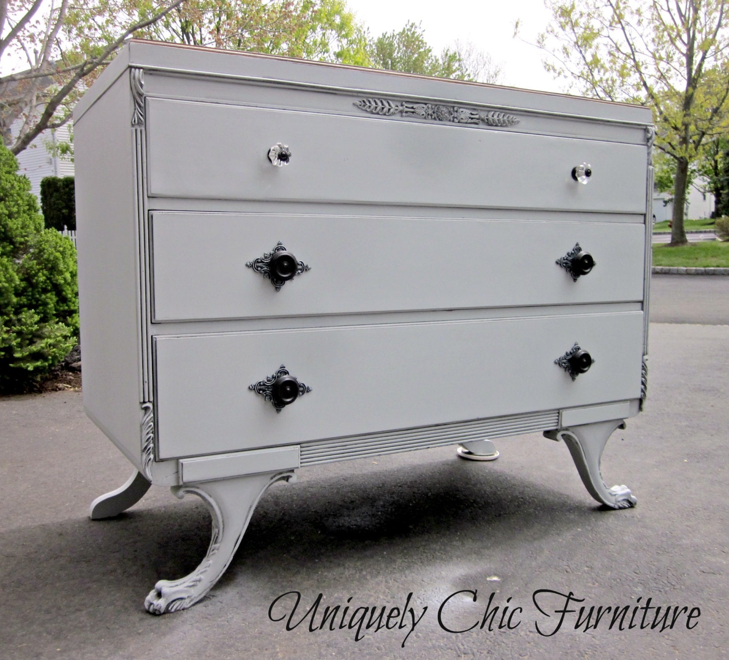 Victorian Vintage French Gray Dresser