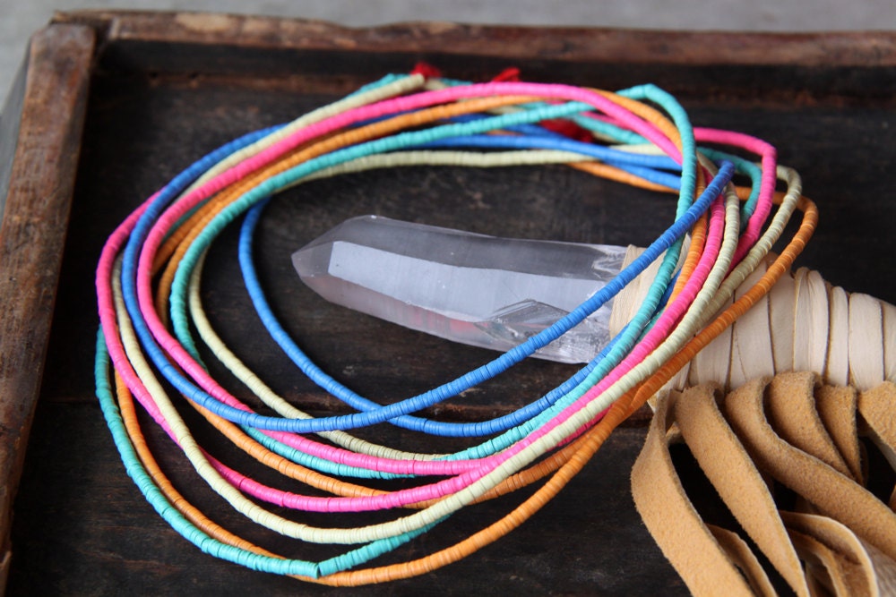 Chase the Rainbow / Semi-Wholesale: African Vinyl (Vulcanite) Phono Record Disc Beads / 5 strands, 3x.5mm / Craft, Jewelry-Making Supplies
