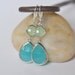Large Turquoise Teardrop and Mint Diamond Stone Dangle Bridesmaid Earrings in Silver.  Glass Drop Earrings. Turquoise Dangle Earrings.