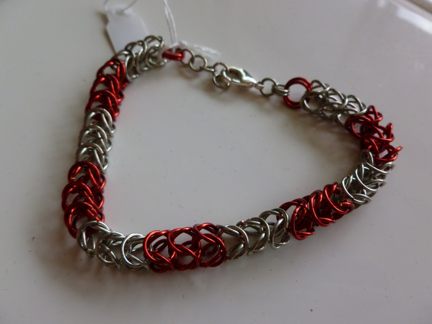 Red and Silver Box Bracelet