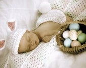 Bunny Hat, Bunny Diaper Cover, Newborn Photo Prop, Peter Cotton Tail, Baby Girl Easter Hat, Baby Boy Bunny Set, Crochet Baby Hat