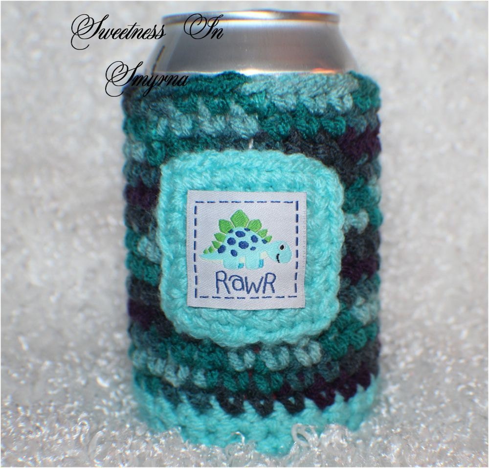 RAWR / Soda / Can or Bottle / Soda Cozy / Pop Cozy / Coke Cozy / Beer Cozy / Blue / Can Cozy / Dinosaur / Original