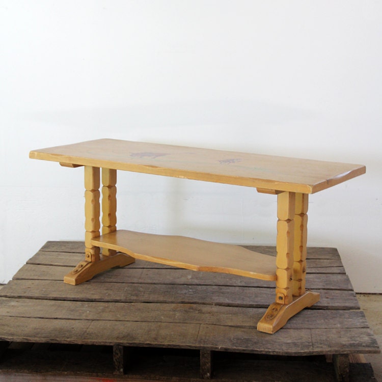 1940s Monterey Coffee Table / Vintage Painted Ranch Table