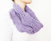 FREE SHIPING // Scarf // Lilac Purple Women Scarflette Neckwarmer Cowl Crocheted Lace