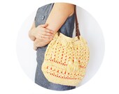 Sand beige yellow velvet shoulder bag g with Genuine Leather Handles