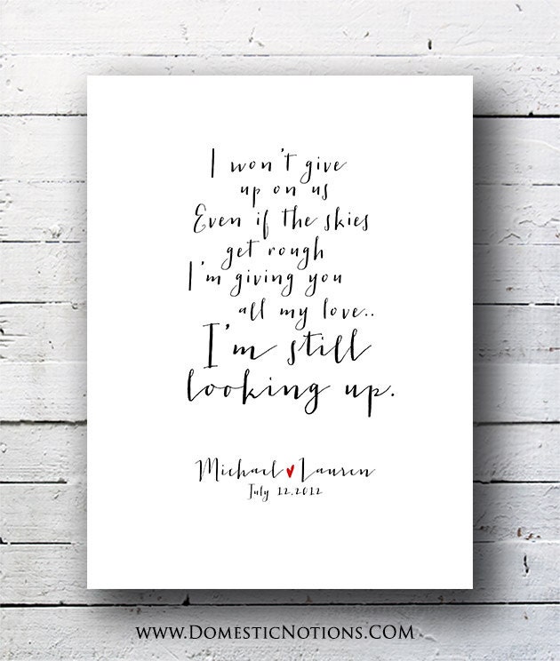 I Won't Give Up typography art print: Custom gift, Personalized home decor