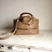Khaki Leather Handbag with Boho Military Style - Made to Order.  Available in Caramel also