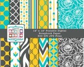 INSTANT DOWNLOAD Mod Print Digital Paper Pack - Zebra Print, Chevron, Quatrefoil, Dots, Floral Il_170x135