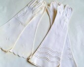 2 pair of Wonderful White Gloves with embroidery and rhinestones