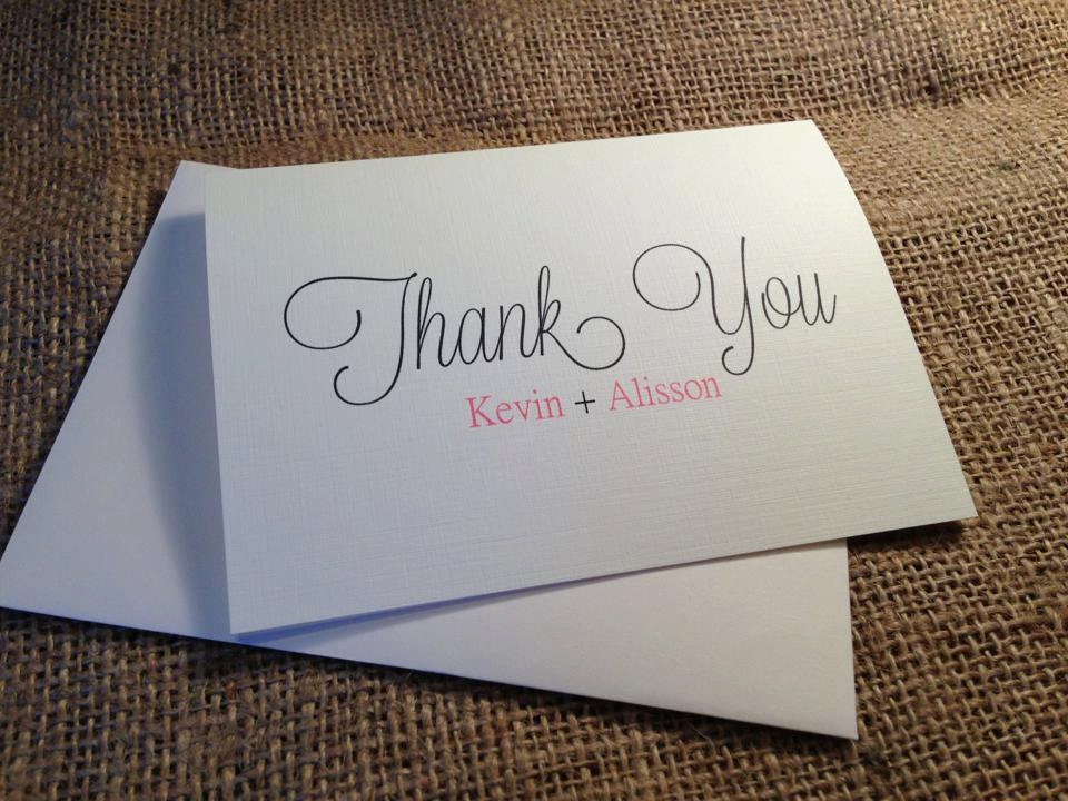 Wedding Thank You Cards with Envelopes / Custom Name Bride & Groom/ Shower / Couples / Set of 10