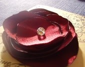 Beautiful Large Satin Flower with Crystal Bead