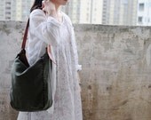 Hand Stitched Brown Washed-Out Leather And Canvas Shoulder Bag/ Carry On Bag/ Tote Bag