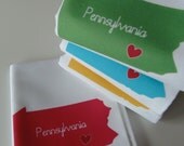 I Love Pennsylvania Napkins in Pop Color- Set of FOUR